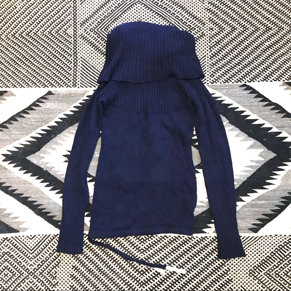 Anthropologie Sleeping on Snow Cowl Blue Sweater